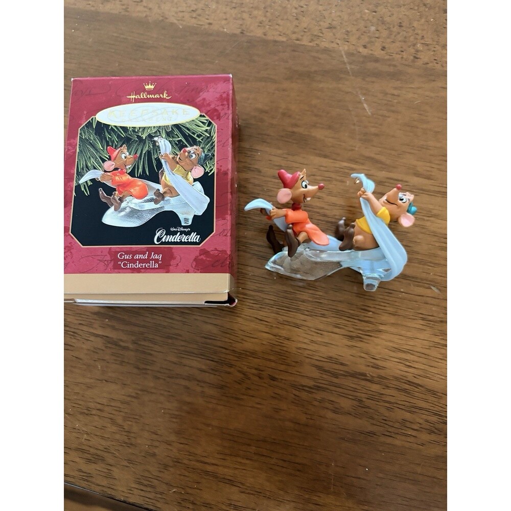 Hallmark Keepsake Ornament Disney Cinderella Gus And Jaq 1997 Glass Slipper Vtg